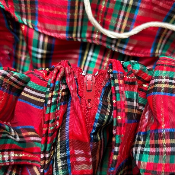 Vintage 1970s Red Royal Stewart Tartan Plaid Ruffle Off Shoulder Maxi Dress XS - Picture 13 of 16